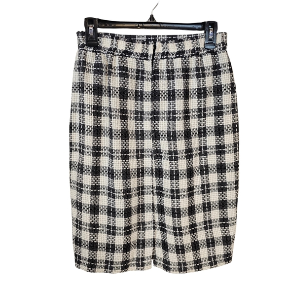 Vintage Tweed Knit Plaid Velvet Checkered Button Down Peplum Blazor Skirt Set - Picture 5 of 16